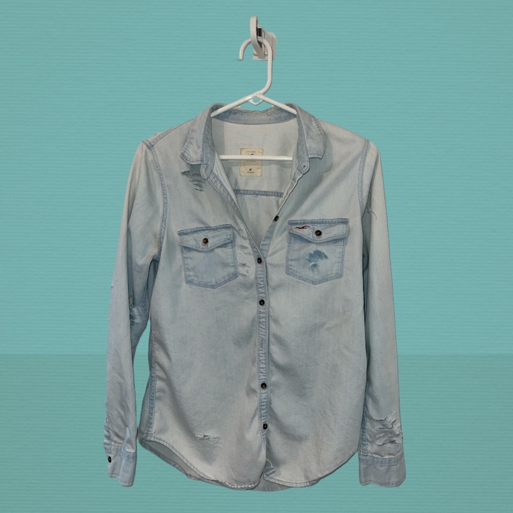 Distressed button up